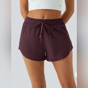 NWT HALARA 2 in 1 Mesh Drawstring Shorts Burgundy Size XL